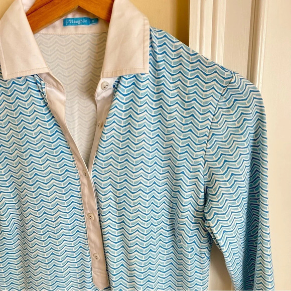 J McLaughlin size XS Blue Wave Catalina Cloth Collar Dress Travel Stretchy - Picture 4 of 6